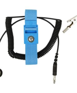 04561 - TRUSTAT WRIST STRAP, ELASTIC, BLUE, 4MM SNAP, 6' COIL CORD
