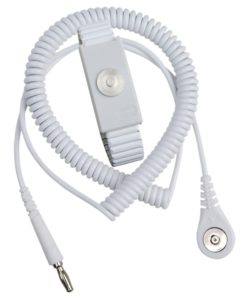 09212 - WRIST STRAP, JEWEL, MAGSNAP, ADJ METAL, WHITE, 10' CORD