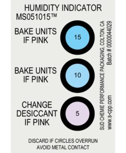 13868 – HUMIDITY INDICATOR CARD, 5% 10% 15% RH, J-STD-033A, 125 EA