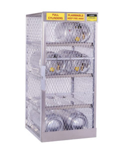 Cylinder locker for safe storage of 8 horizontal 20 or 33-lb. LPG cylinders.