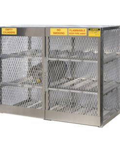 Cylinder locker for safe storage of 12 horizontal 20 or 33-lb. LPG cylinders.
