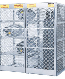 Cylinder locker combo for storage of 8 horizontal LPG and 10 vertical Compressed Gas cylinders.