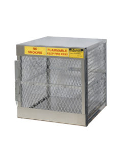 Cylinder locker for safe storage of 4 vertical 20 or 33-lb. LPG cylinders.