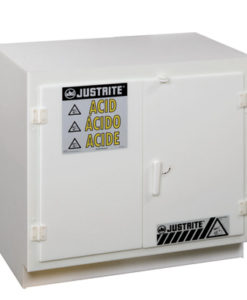 Undercounter corrosives/acid safety cabinet, Cap. thirty-six 2-1/2 ltr bottles, 2 door, poly