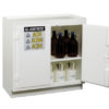 Freestanding corrosives/acid safety cabinet, Cap. thirty-six 2-1/2 ltr bottles, 2 door, poly