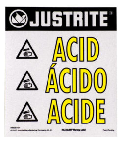 Haz-Alert™ Acid large warning label for safety cabinet