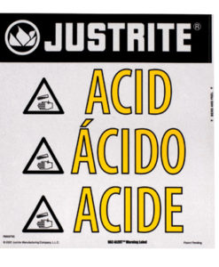 Haz-Alert™ Acid small warning label for safety cabinet