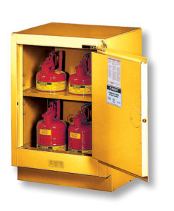 Under Fume Hood solvent/flammable liquid safety cabinet, Cap. 15 gal., 1 shlf, 1 m/c right hand door