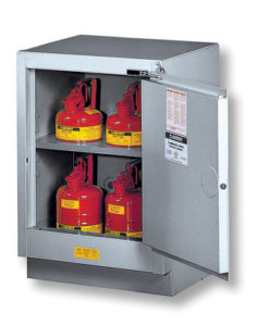 Under Fume Hood solvent/flammable liquid safety cabinet, Cap. 15 gal., 1 shlf, 1 s/c right hand door