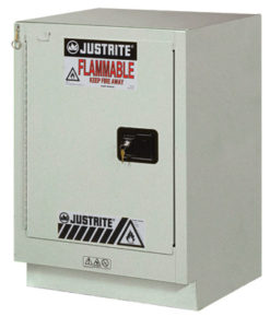 ChemCor&reg; Under Fume Hood Corrosives/Acids Safety Cabinet, Cap. 15 gal, 1 shelf, 1 m/c left hand door