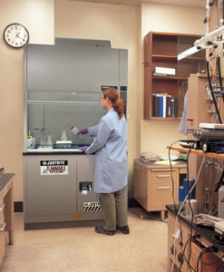 Under Fume Hood solvent/flammable liquid safety cabinet, Cap. 31 gal., 1 shelf, 2 s/c doors