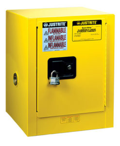 Sure-Grip&reg; EX Countertop Flammable Safety Cabinet, Cap. 4 gallons, 1 shelf, 1 m/c door