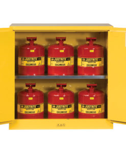 Sure-Grip&reg; EX Safety Cabinet/Can Package, Cap. 30-gal. cabinet w/cans, 2 shlvs, 2 m/c doors