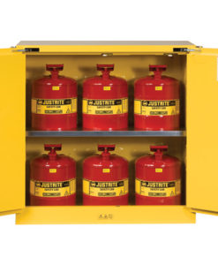 Sure-Grip&reg; EX Safety Cabinet/Can Package, Cap. 30-gal. cabinet w/cans, 2 shlvs, 2 s/c doors