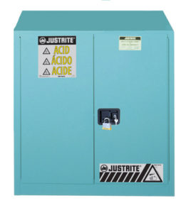 ChemCor&reg; Corrosives/Acids Safety Cabinet, Cap. 30 gallons, 1 shelf, 2 self-close doors