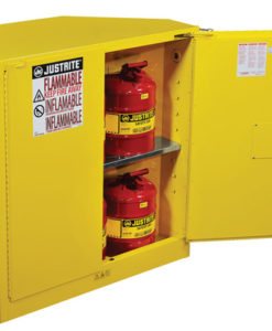 SURE-GRIP&reg; EX CORNER FLAMMABLE SAFETY CABINET, CAP. 30 GALLONS, 1 SHELF, 2 S/C DOORS
