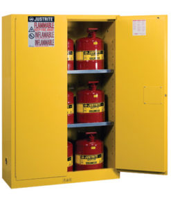 Sure-Grip&reg; EX Safety Cabinet/Can Package, Cap. 45-gal. cabinet w/cans, 2 shlvs, 2 m/c doors