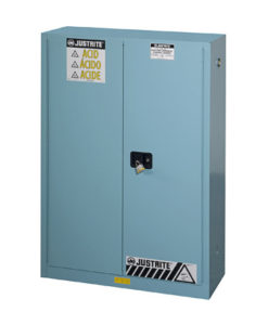 ChemCor&reg; Corrosives/Acids Safety Cabinet, Cap. 45 gallons, 2 shelves, 2 self-close doors