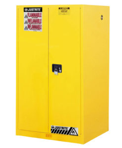 Sure-Grip&reg; EX Flammable Safety Cabinet, Cap. 60 gallons, 2 shelves, 2 manual-close doors