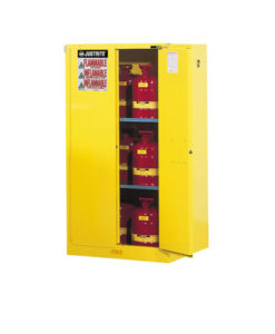 Sure-Grip&reg; EX Flammable Safety Cabinet, Cap. 60 gallons, 2 shelves, 2 self-close doors