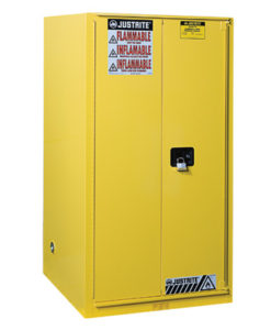 Sure-Grip&reg; EX Flammable Safety Cabinet, Cap. 90 gallons, 2 shelves, 1 bi-fold s/c door