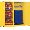 Sure-Grip&reg; EX Dbl-Duty Safety Cabinet w/Drm Rlrs, partition/store drum/can, 3 shelves, 2 m/c doors