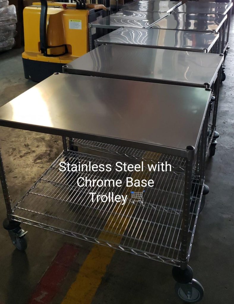Stainless Steel with Chrome Base Trolley 4
