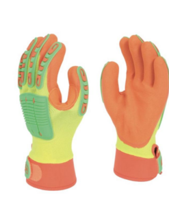 Multi-Task E HV MTEHV orange yellow high visibility impact nitrile palm coated glove pair
