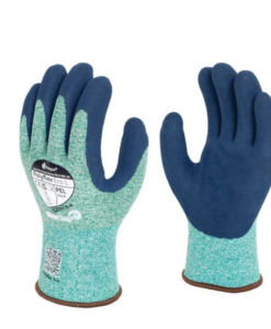 Polyflex Eco L PEL green recycled PET blue sandy latex palm coated glove pair